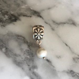 Pandora flower pearl dangle charm